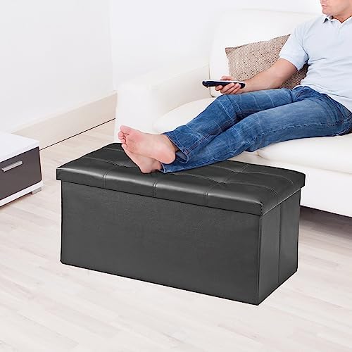 zenstyle 30inches storage ottoman bench, folding footrest stool, close-up detail