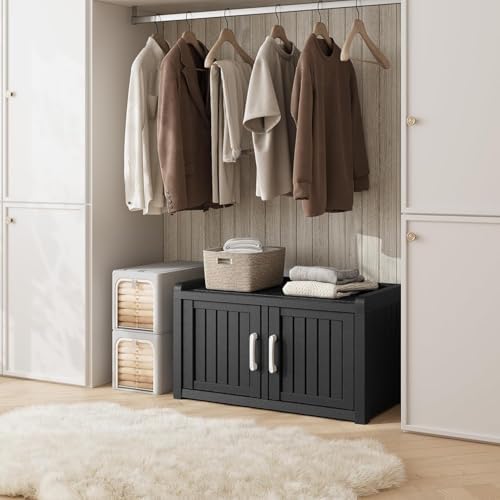 outdoor shoe storage bench with 2 doors, waterproof on a desk or shelf