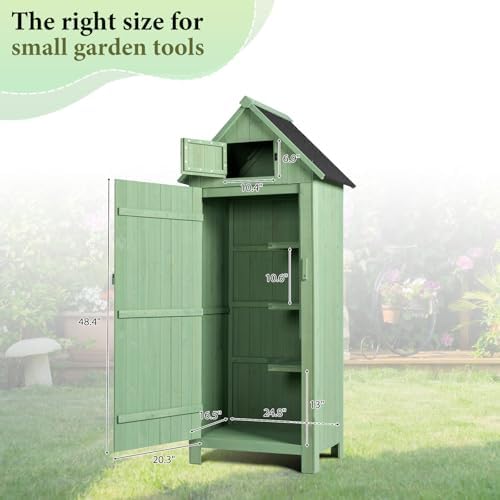 vingli outdoor wooden storage shed, garden shed outside, close-up detail