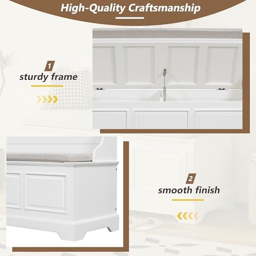 knocbel rustic entry storage bench with hidden compartments, side view