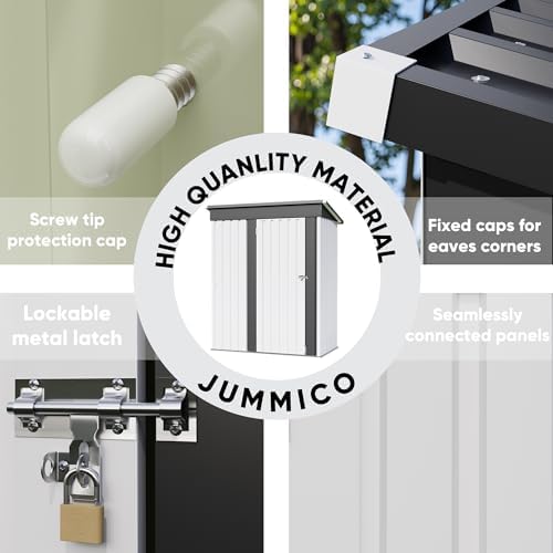 jummico metal outdoor storage shed 5 x 3, side view