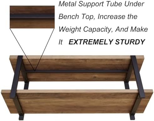 foluban entryway bench, industrial shoe storage bench for showing dimensions