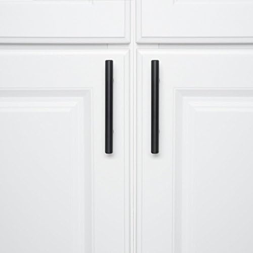 Amazon Basics Euro Bar Cabinet Handles, Drawer Pulls, 5.38-inch Length, 3-inch Hole Center, 1/2-inch Diameter, Matte Black, 20-Pack, AB1500-FB-10