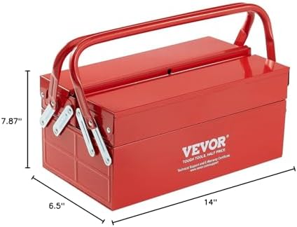vevor metal tool box, 14-inch, 2-tier 3-tray portable, view 10