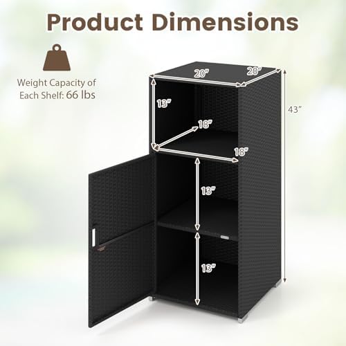 tangkula rattan outdoor storage cabinet with 3 storage, package contents