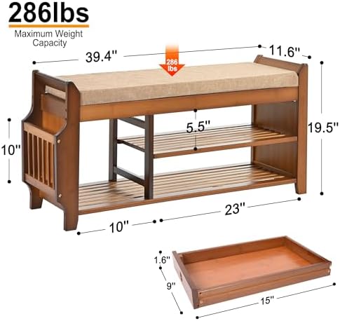 petkaboo shoe bench with hidden drawer and side shown in use