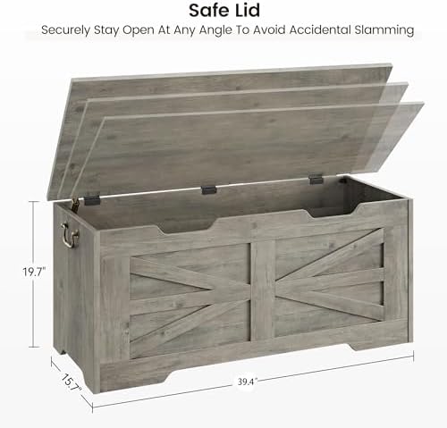 idealhosue 39.4" storage chest, wooden storage bench with, close-up detail