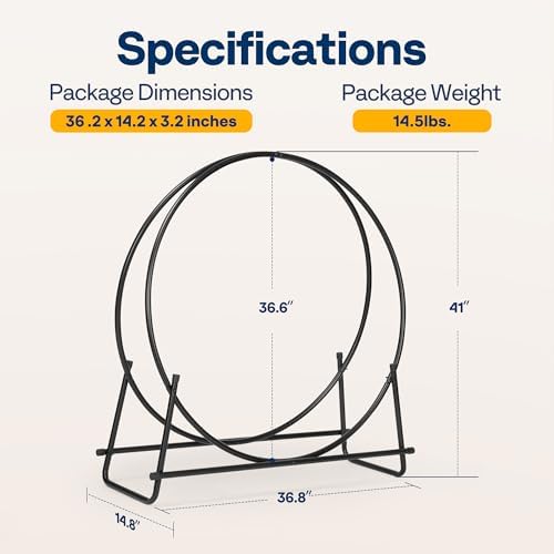 vivohome 40 inches firewood log rack hoop with, close-up detail