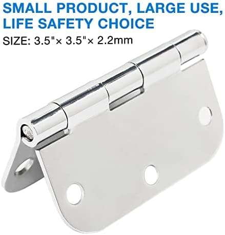 6 Pack Round Door Hinges 3-1/2" x 3.5 inch, 5/8 Radius, Polished Chrome 3 ½ - Image 3