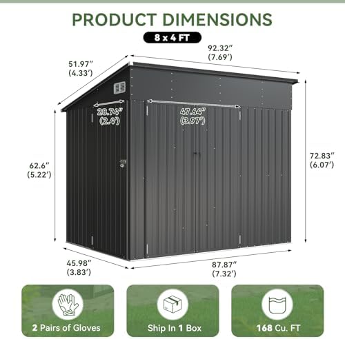 aoxun 7.5'x4' triple door shed outdoor storage shed shown in use