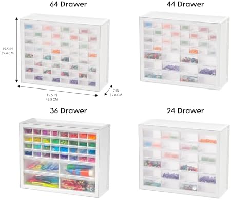 iris usa 64-drawer screw organizer, hardware storage, made, front angle view