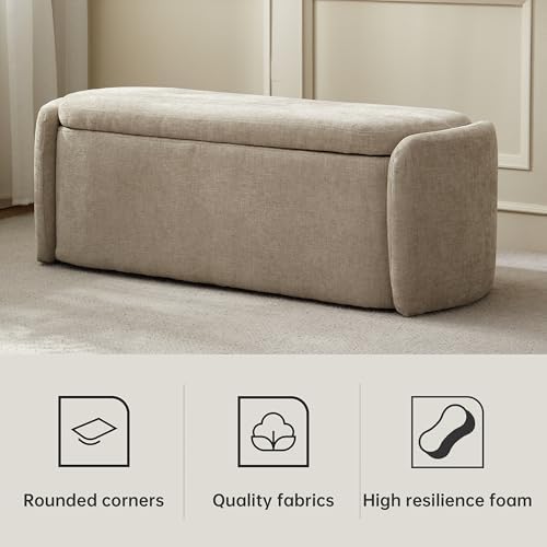 vknow storage bench, upholstered storage ottoman bench with, side view