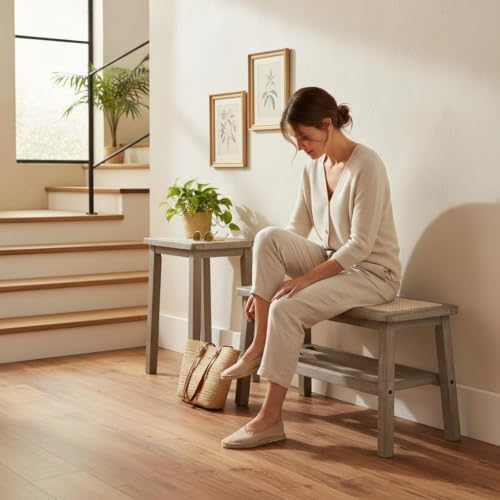 rocity 30 inch rattan bench wooden entryway bench, package contents