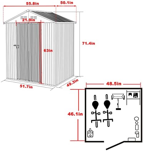 mupater 4 x 4 ft outdoor storage shed shown in use