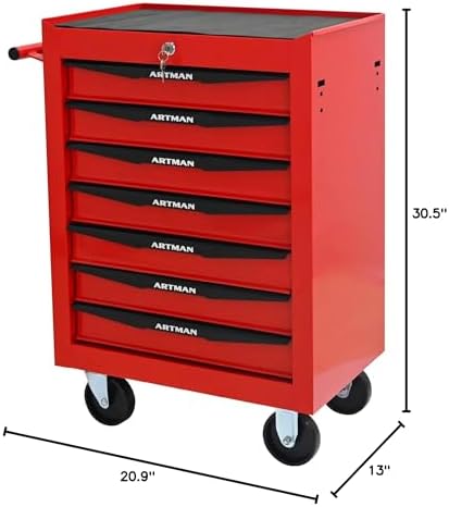 runboll 7 drawer rolling tool chest with locker, close-up detail