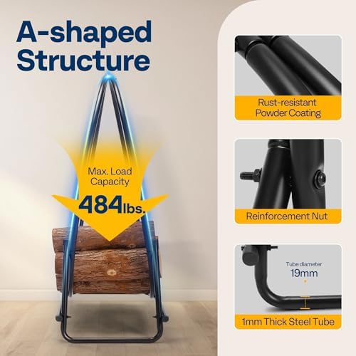 vivohome 32 inches firewood log rack hoop with, side view