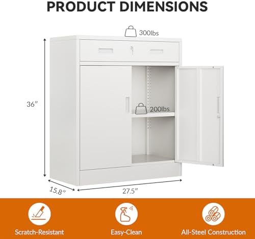 besfur metal storage cabinet, garage storage cabinet with, close-up detail