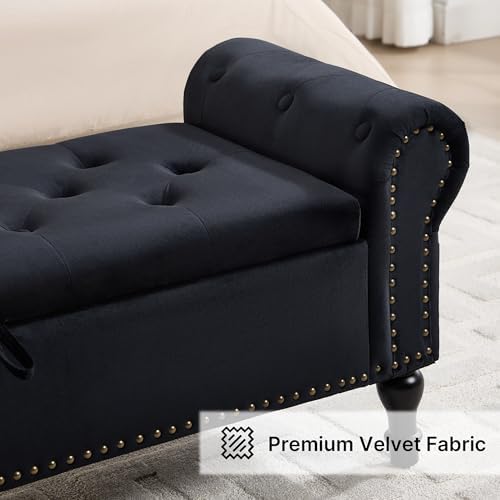 storage bench for bedroom, 51" upholstered end of, front angle view