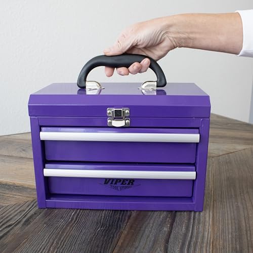 viper tool storage 11-inch 2-drawer portable toolbox, purple, view 9