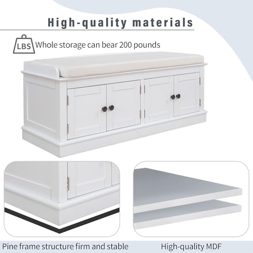 gdfstudio rustic storage bench with 4 doors and, package contents