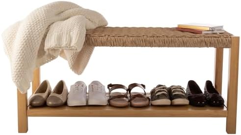 alaterre furniture newport 40” shoe storage bench with, front angle view