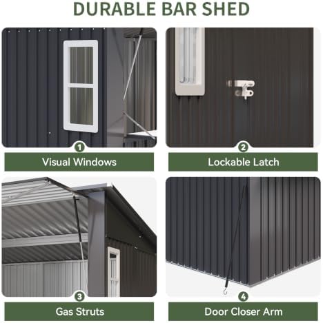 aoxun 8x7 ft outdoor bar shed with canopy, view 9