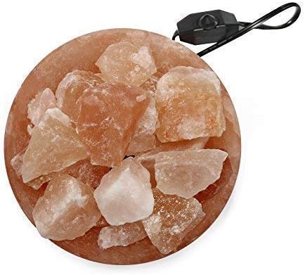 Himalayan Salt Lamp Bowl with Natural Crystal Chunks, Dimmer Cord and Classic Wood Base Premium Quality Authentic from Pakistan