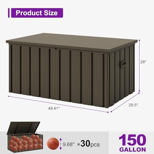 purple leaf outdoor deck box 150 gallon, waterproof, view 9