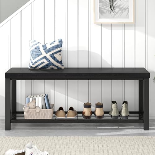 excefur entryway bench, modern wood and metal storage on a desk or shelf
