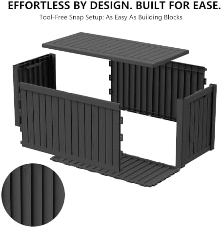 outdoor storage box,180 gallon waterproof deck box [upgraded, front angle view