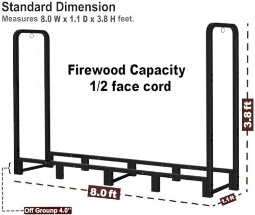firewood rack outdoor 8ft heavy duty logs holder, package contents