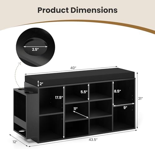 giantex shoe storage bench with umbrella stand, 10-cubby shown in use