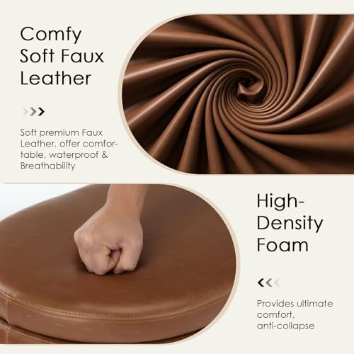45.5" modern storage ottoman bench, brown leather, view 9