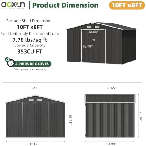 aoxun 10x8 ft shed outdoor storage shed with shown in use