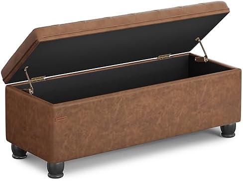 songmics storage ottoman, 46.5 inches long bed end, front angle view