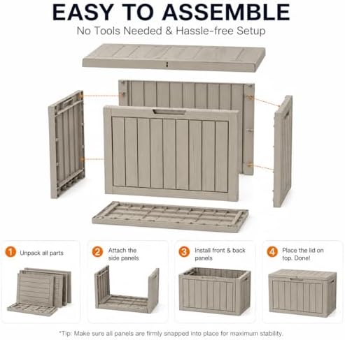 outdoor storage box resin deck box waterproof gray, view 9