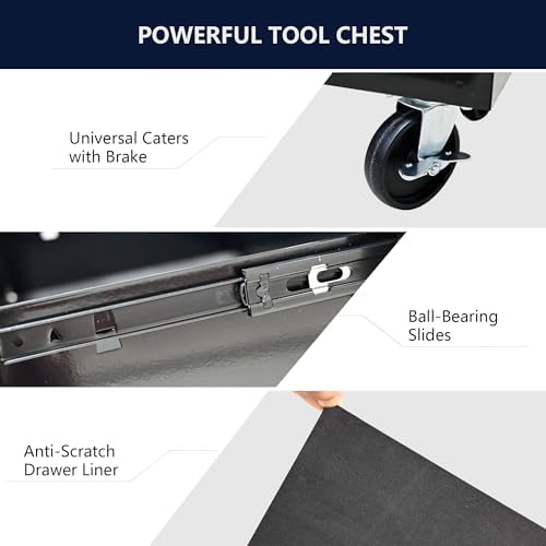 4-drawer rolling tool chest cabinet, large capacity metal, package contents