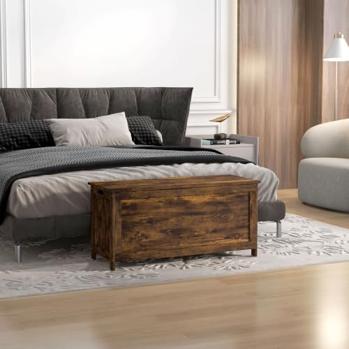 homcom storage bench cut-out handles 39.4" x 15.7", front angle view