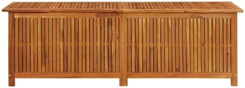 vidaxl patio storage box 68.9"x19.7"x22.8" solid acacia wood, front angle view