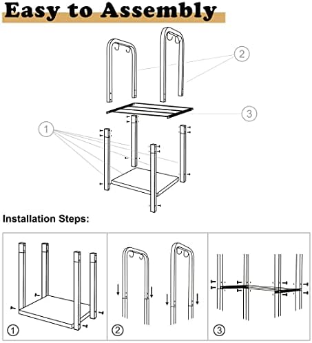 2-tier fireplace firewood rack holder for indoor outdoor, front angle view