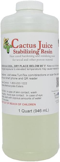 BVV Cactus Juice Stabilizing Resin for Woodworking - Cures & Hardens Soft Wood for DIY Projects, Carpentry - 1 Gallon Cactus Juice Resin - Activator Included