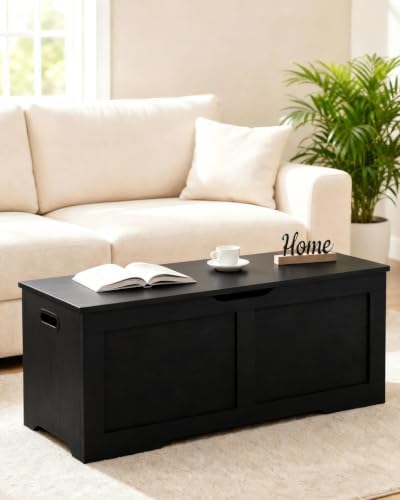 timberer 39.4" storage chest with 2 safety hinges on a desk or shelf