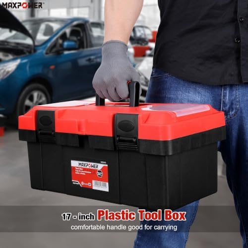 maxpower 17 inch tool box, small plastic toolbox, package contents