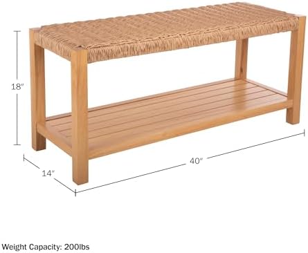 alaterre furniture newport 40” shoe storage bench with, close-up detail