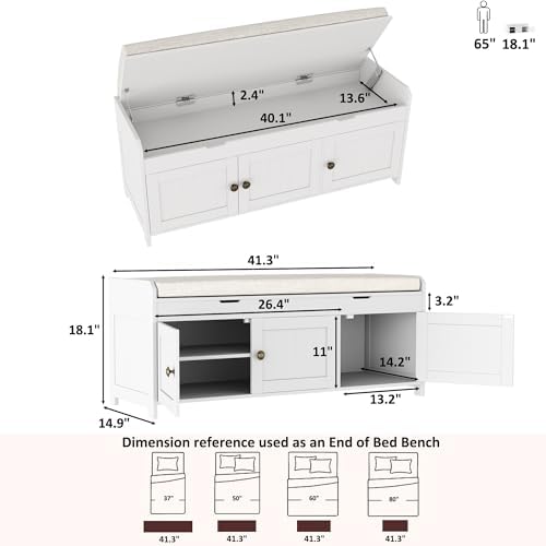 homefort 41.3" shoe bench with lift top storage, close-up detail