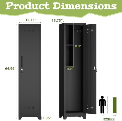 utility closet for cleaning supplies, black metal storage, close-up detail