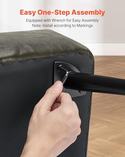 vevor leather storage ottoman bench, pu leather bench, front angle view