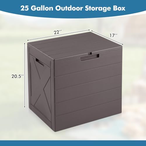tangkula 25 gallon outdoor storage box with lockable, package contents