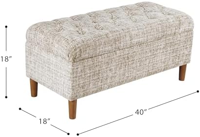 homepop 40" ainsley button tufted storage bench, close-up detail