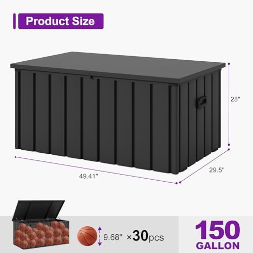 purple leaf outdoor deck box 150 gallon, waterproof, view 9